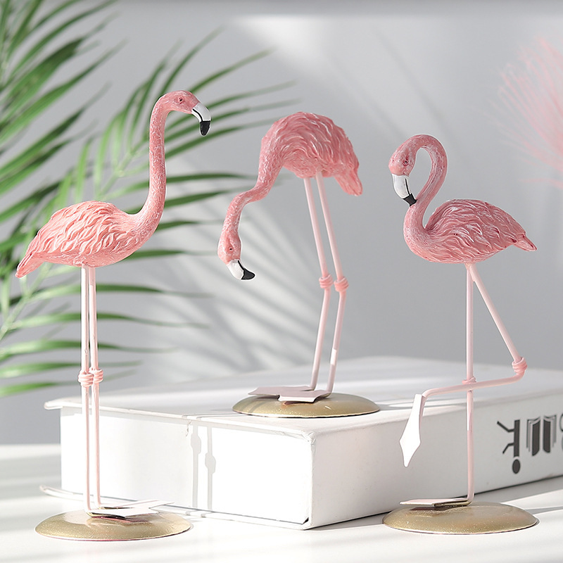Resin Art Wedding Gift - 3 sztuki różowych figurinek flamingów, tropikalny