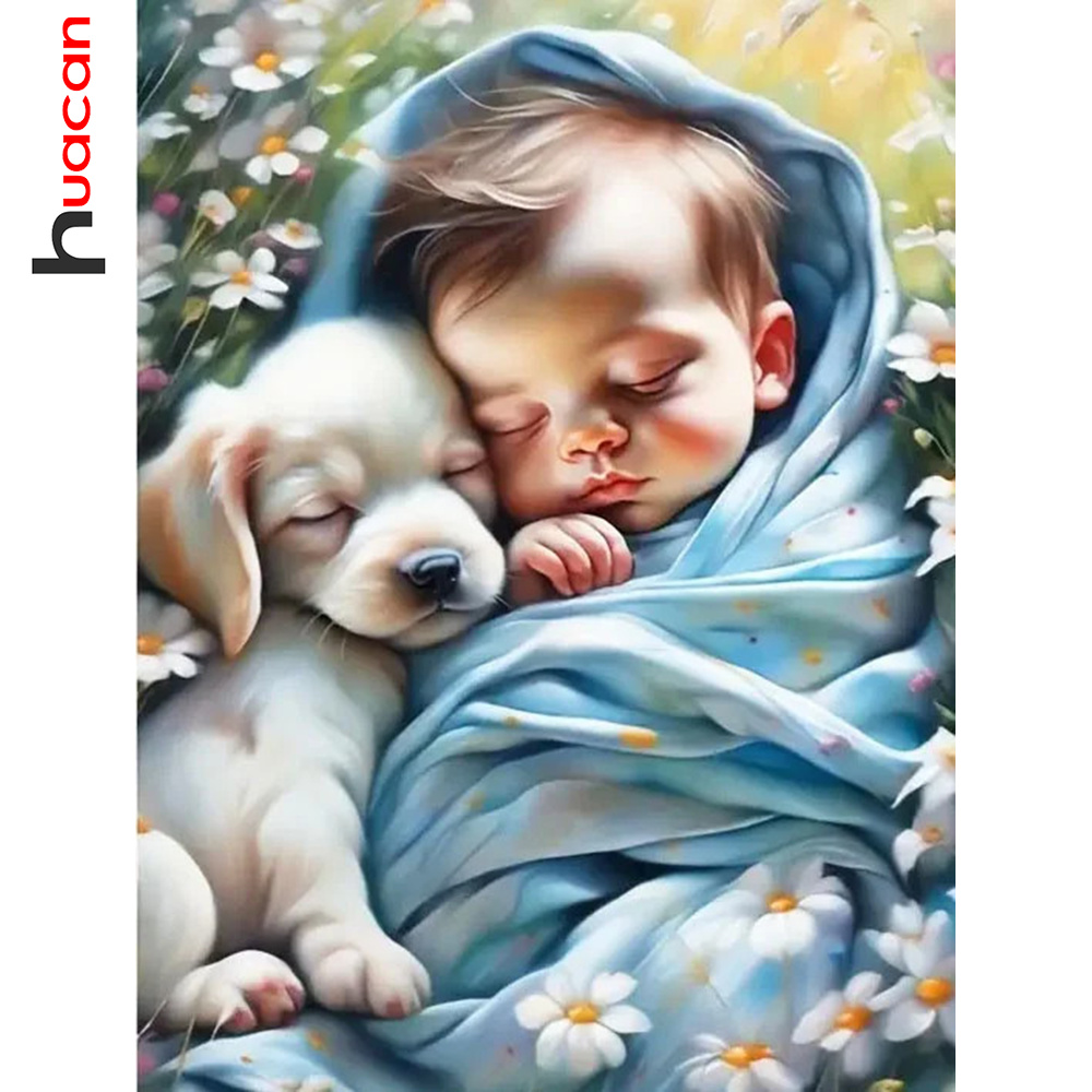 Resin Art Baby - Obraz diamentowy Huacan 5D Diy wazon