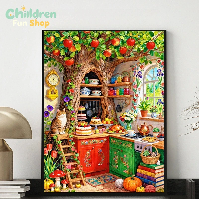 Resin Art Wallpaper - Zabawna kuchnia w kształcie drzewa z